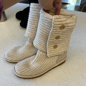 Cream and Gold Knit Ugg Boots